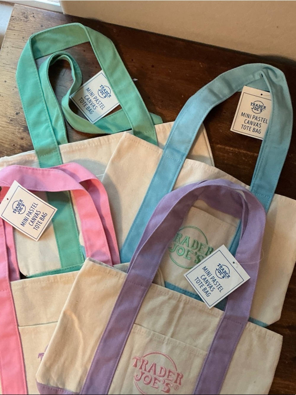 Trader Joe’s Mini Pastel Canvas Tote Bag Bundle